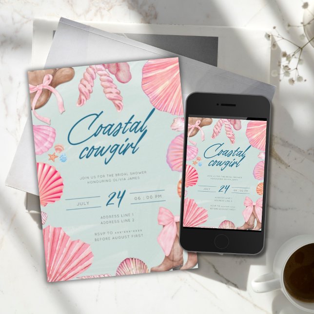 Elegant möhippa för kustcowgirl inbjudningar (Skapare uppladdad)