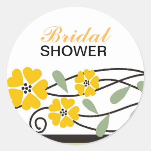 Elegant Möhippa Gula blommor Sticker Runt Klistermärke