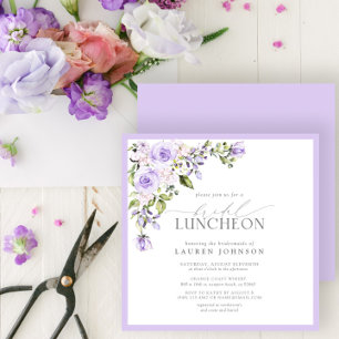 Elegant Möhippa Luncheon Blommigt Lilac Lavender Inbjudningar