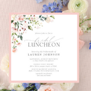 Elegant Möhippa Luncheon Blommigt Rosa-inbjudan Inbjudningar