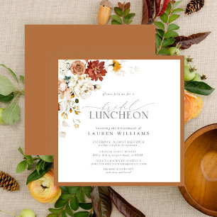 Elegant Möhippa Luncheon Blommigt Rust Orange Inbjudningar