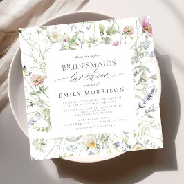 Elegant Möhippa Luncheon Wildblomsage Grönt Inbjudningar