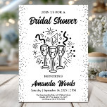Elegant Möhippa med champagneglas Inbjudningar<br><div class="desc">Ha en speciell dag med elegantens möhippa. Det är perfekt för en glatt sammankomst med familj och vänner. Snyggtens svartvita utseende gör det till ett tidlöst val.</div>