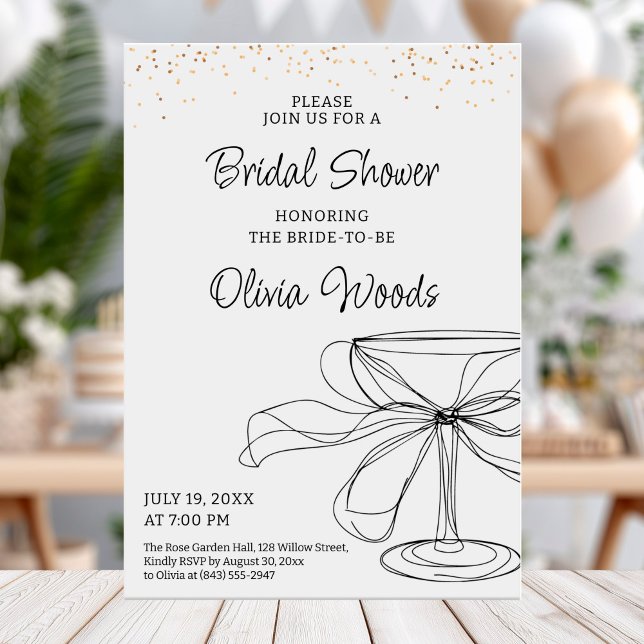 Elegant möhippa med guld-konfekti-design inbjudningar (Skapare uppladdad)