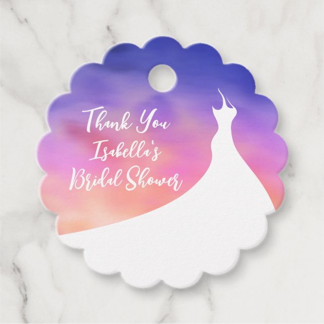 Elegant Möhippa Tack lila vattenfärg Gåvor Etiketter (Framsida)