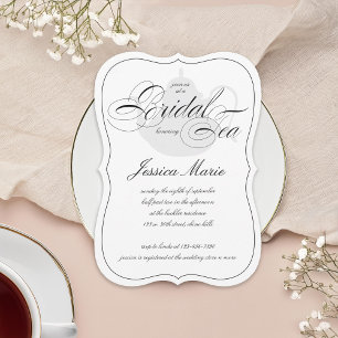 Elegant Möhippa Tea Party i Black & White Inbjudningar