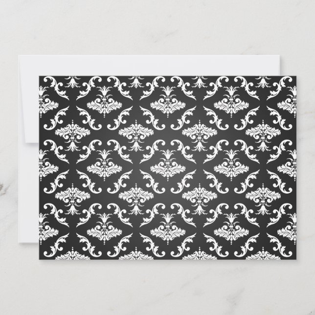 Elegant Möhippa Vintage Damask Black Inbjudningar (Framsida)