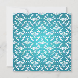 Elegant Möhippa Vintage Damask Blue Inbjudningar