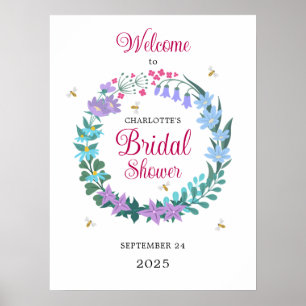 Elegant Möhippa Wildblommor Garland Välkommen Poster
