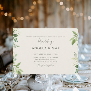 Elegant Moments Foliage Cream No Parames Bröllop Inbjudningar