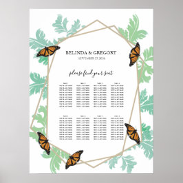 Elegant Monarch Butterfly Bröllop-sätesdiagram Poster