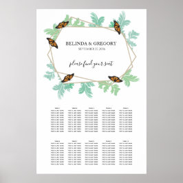 Elegant Monarch Butterfly Bröllop-sätesdiagram Poster