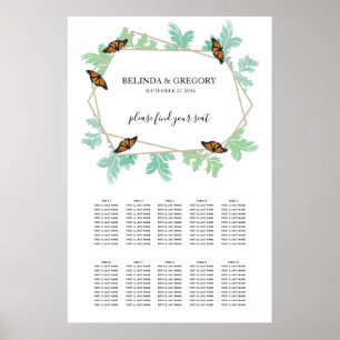 Elegant Monarch Butterfly Bröllop-sätesdiagram Poster