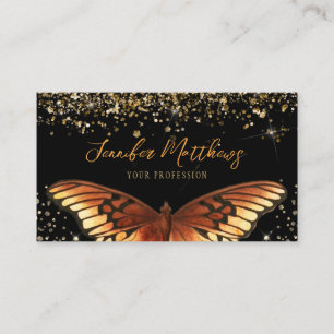 Elegant Monarch Butterfly Glitter Visitkort
