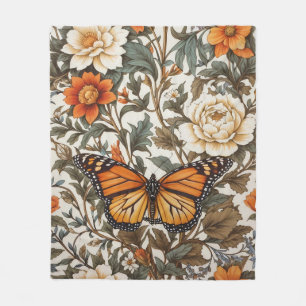 Elegant monarkfjäril William Morris-inspirerad Fleecefilt