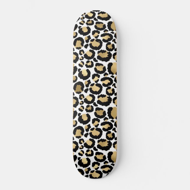 Elegant Monochromatic Leopard Spots Vild Glam Mini Skateboard Bräda 18,5 Cm (Framsida)