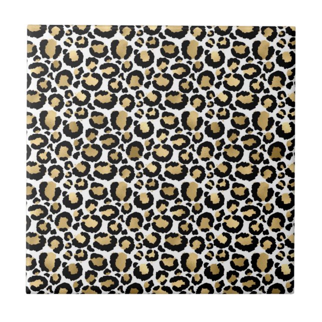 Elegant Monochromatic Leopard Spots Wild Glam Kakelplatta (Framsidan)