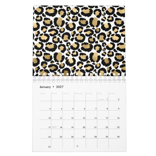 Elegant Monochromatic Leopard Spots Wild Glam Kalender (Jan 2027)