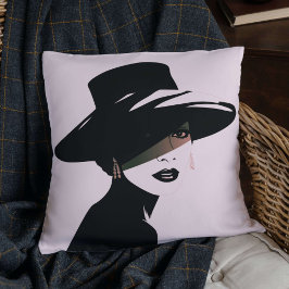 Elegant Monochrome Woman Silhouette Kudde