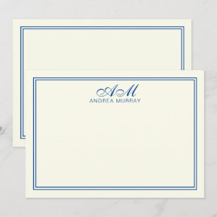 Elegant Monogram 2 Gräns-flottan Blue Ivory Anteckningskort