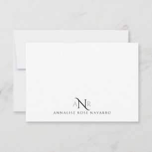 Elegant Monogram 3 första Namn-anteckningskort Anteckningskort