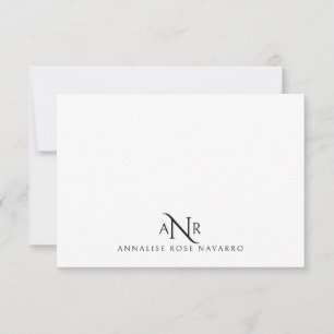 Elegant Monogram 3 Inledande Namn Anteckningskort