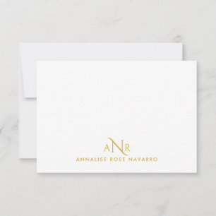 Elegant Monogram 3 Inledande Namn Guld-antecknings Anteckningskort