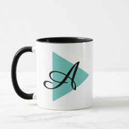 Elegant Monogram Abstrakt Teal Triangel Mugg