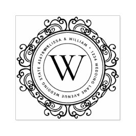 Elegant Monogram Adress Bröllop Stämpel