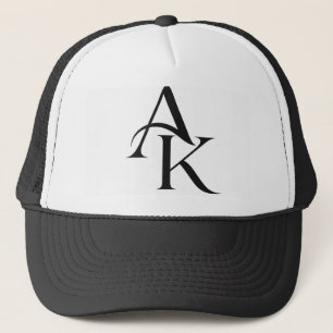 Elegant Monogram AK Svart & Vit Truckerhatt Keps