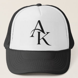 Elegant Monogram AK Svart & Vit Truckerhatt Keps