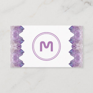 Elegant monogram ametyst 2-tonsviolett gems buss visitkort