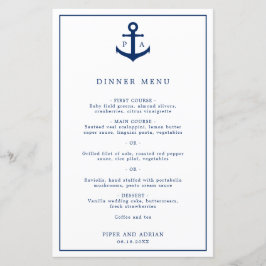 Elegant Monogram Anchor Nautical Bröllop Menu