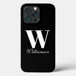 Elegant monogram anpassad scriptnamn svart vitt