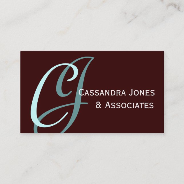 Elegant Monogram Anpassade Brown Affärskort Visitkort (Framsida)