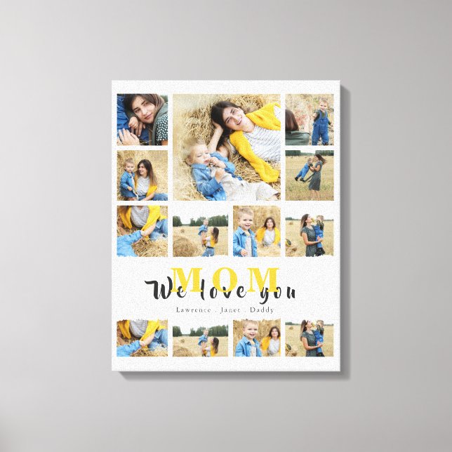 Elegant monogram Anpassningsbar Collage Vi kärlek  Canvastryck (Framsida)