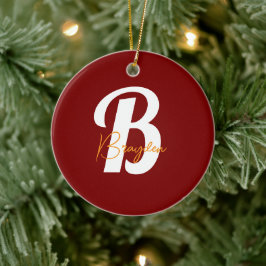 Elegant Monogram-anpassningsbar Julgransprydnad Keramik