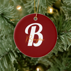 Elegant Monogram-anpassningsbar Julgransprydnad Keramik