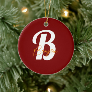 Elegant Monogram-anpassningsbar Julgransprydnad Keramik