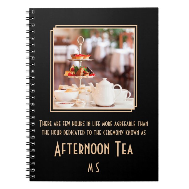 Elegant monogram art deco eftermiddagstefoto ej anteckningsbok (Framsidan)