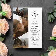 Elegant Monogram asymmetriska foton Bröllop
