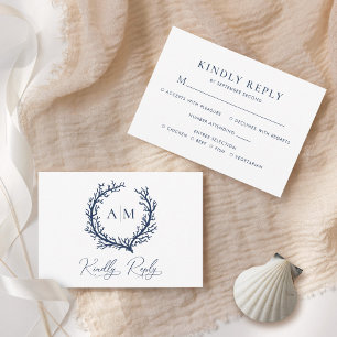 Elegant Monogram Beach Wedding OSA Kort