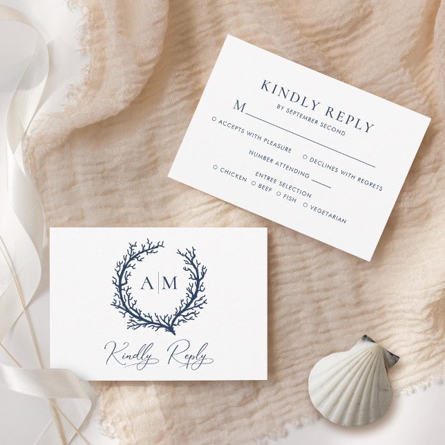 Elegant Monogram Beach Wedding OSA Kort (Skapare uppladdad)