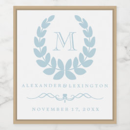 Elegant Monogram Beach Wedding Vin Flaska-etikett Vinflaska Etikett