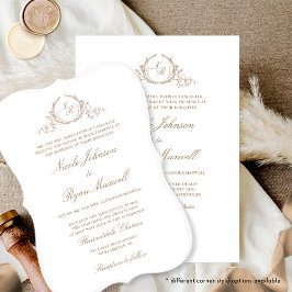 Elegant Monogram Beige Cream Formal Bröllop Inbjudningar