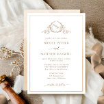 Elegant Monogram Beige Cream Watercolor Bröllop in Inbjudningar<br><div class="desc">Förtjusar vänner och familj med den här inbjudan från elegant bröllop som visar bra hand plockade leafy botaniskt monogram med brud och brudgumms initialer. Frontinbjudan trimmade med tunna beige krämnyans vattenfärgen ram, medan inbjudan med vacker vattenfärg tvättar i beige, kräm, elfenben, champagne, taupe och bruna nyanser. Ren och enkel fullt...</div>