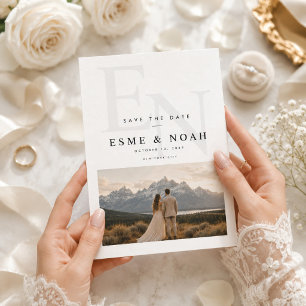 Elegant Monogram Berg bröllopsfotografi Spara Datumet