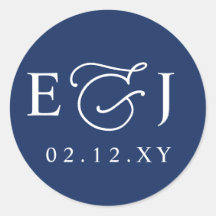 Elegant Monogram Blå Bröllop