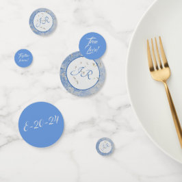 Elegant monogram blå och grå marmor