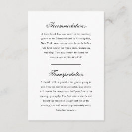 Elegant Monogram Black and White Bröllop Hotel Tilläggskort